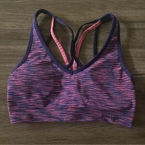 Pink & purple strappy Reebok padded sports bra